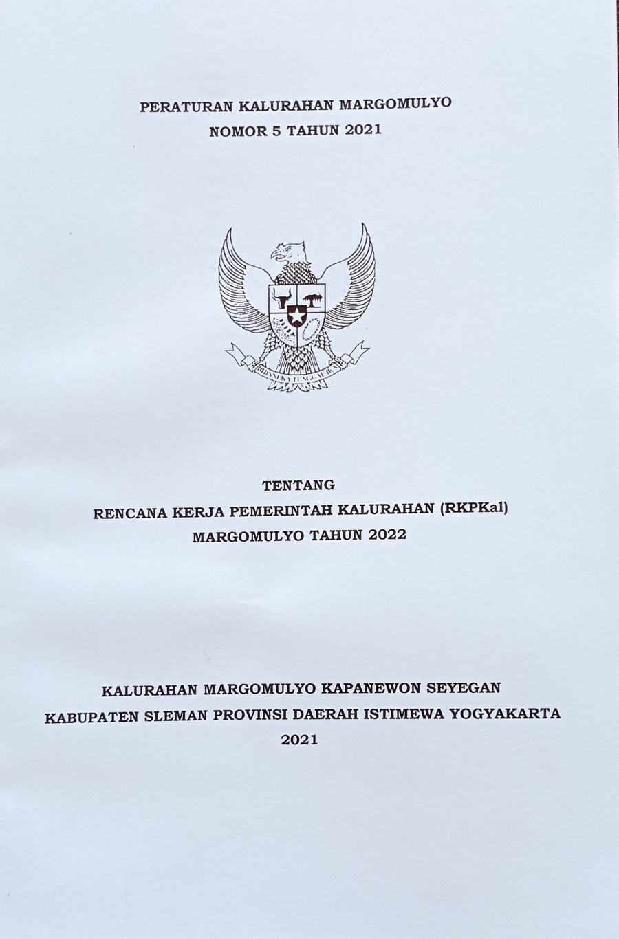 Peraturan Kalurahan No 5 Tahun 2021